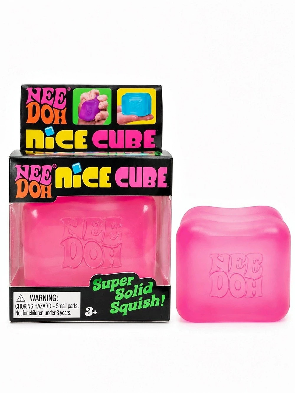 NEW Schylling NeeDoh Nice Cube Pink Super Solid Squish Sensory Fidget Toy NIB
